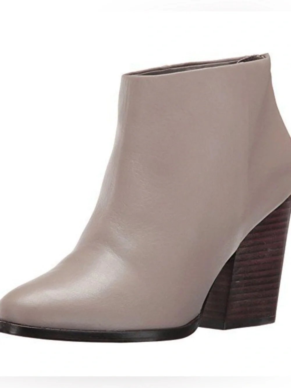 Cole Haan Women's Dey Taupe Leather Ankle Bootie with Stacked Heel 8.5